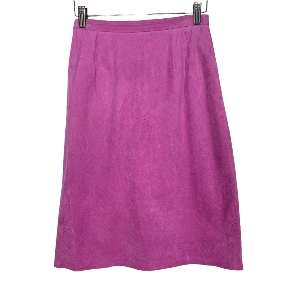 Vintage 70s Purple Faux Suede A Line Above Knee Skirt Small